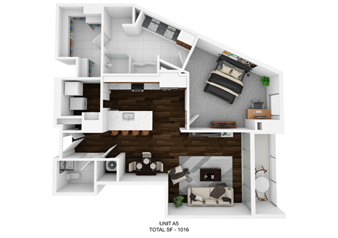 an image of the 1st floor floor plan of the 1100  studio